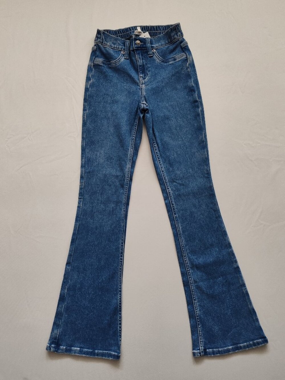 NWT Aerie High Waisted Flare Denim Jeans Comfort Stretch Medium Wash - Size XXS